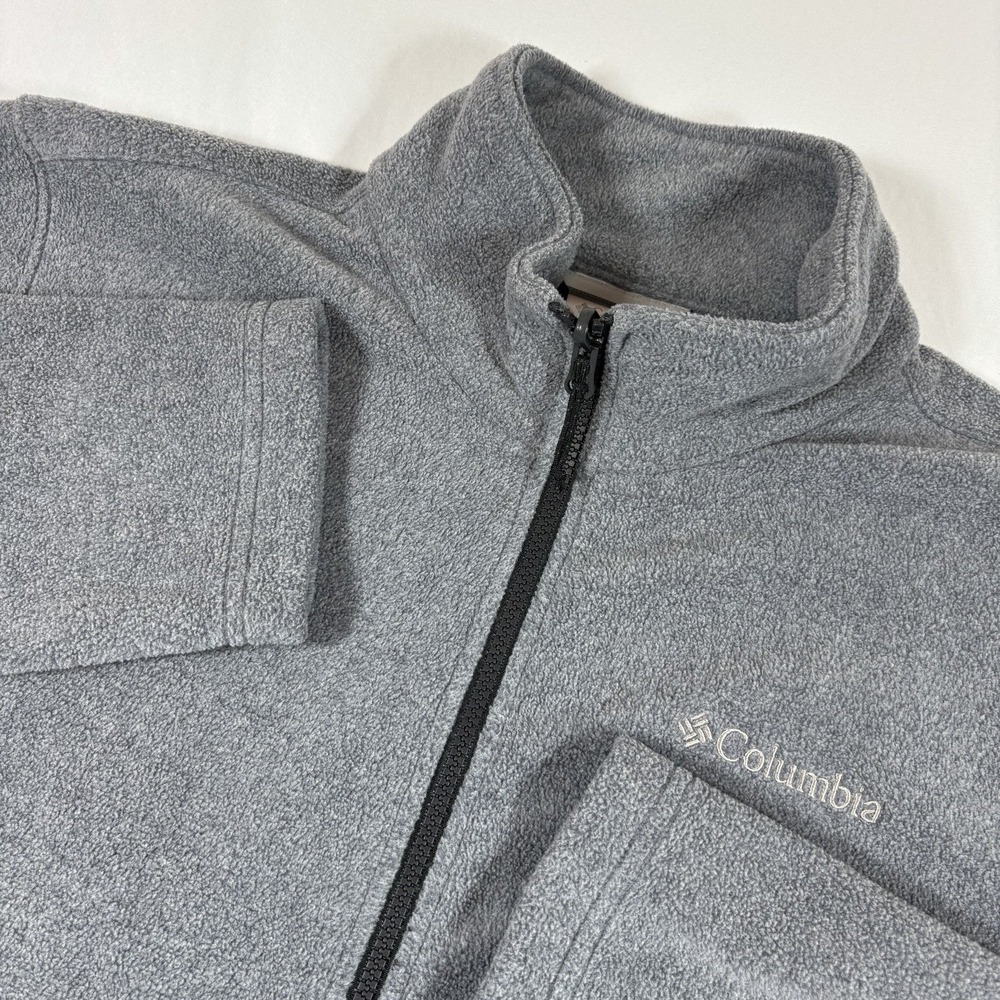 Columbia Jacket Mens Large‎ Gray Mock Neck Fleece Full Zip Outdoor Hiking Preppy